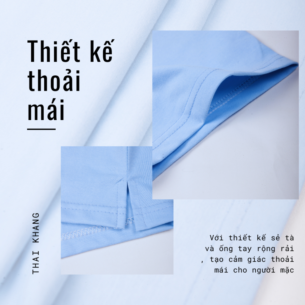 Áo thun nam trung niên ngắn tay Thái Khang vải cotton sọc cổ form rộng ATHUN12