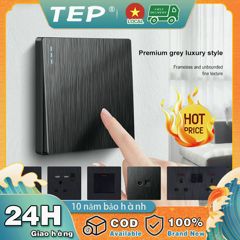 TEP ổ điện gắn tường Black Bảng điều khiển Máy tính TV Máy tính bảng Giắc cắm Điện thoại với SUB ổ điện 1/2/3/4 Gang