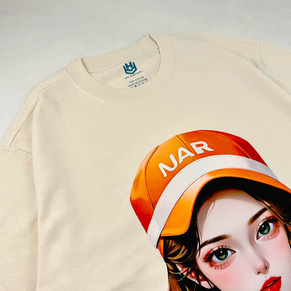 Áo Thun Nữ Tay Lỡ HY KOREA Cô Gái nón cam 1236 Cotton 100 Form Rộng