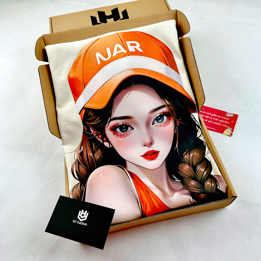 Áo Thun Nữ Tay Lỡ HY KOREA Cô Gái nón cam 1236 Cotton 100 Form Rộng