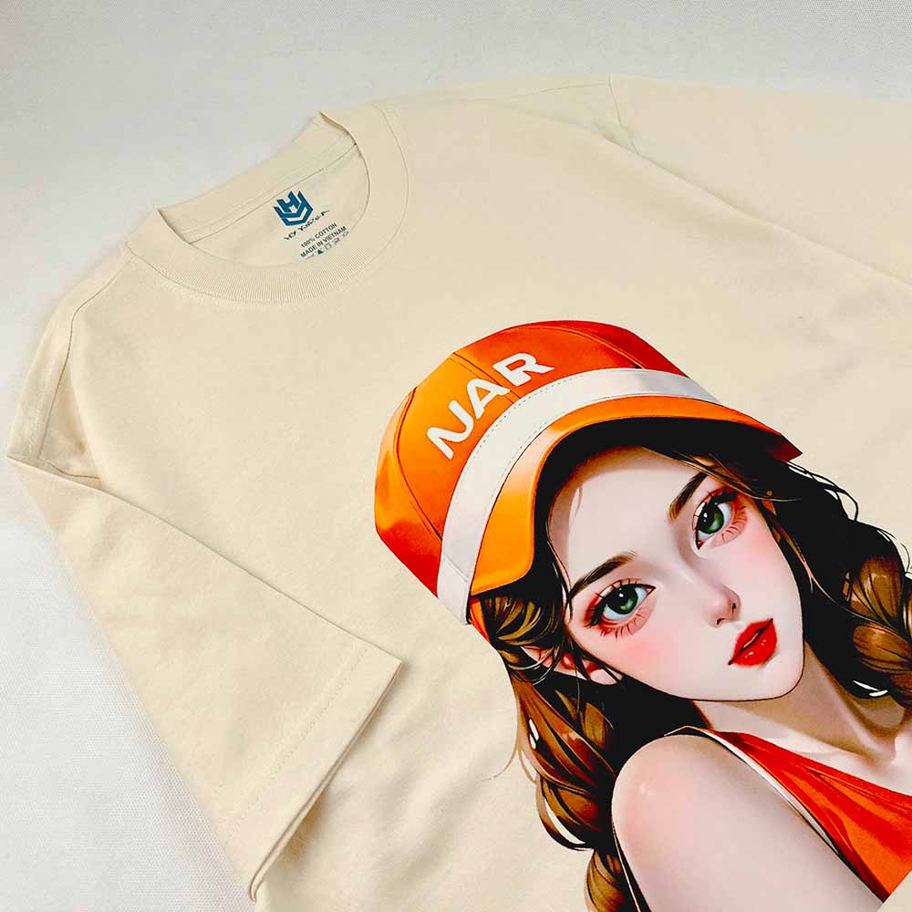 Áo Thun Nữ Tay Lỡ HY KOREA Cô Gái nón cam 1236 Cotton 100 Form Rộng