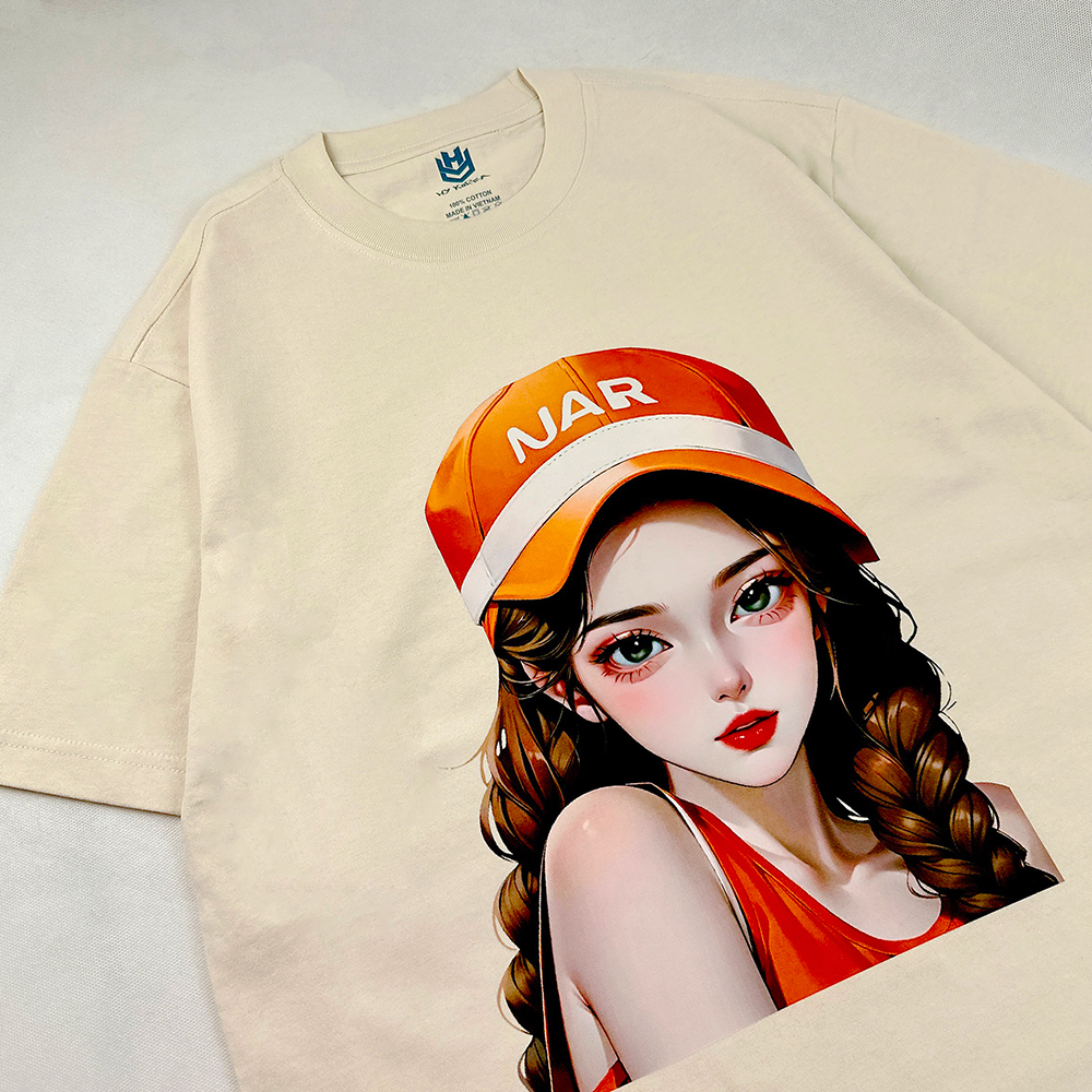 Áo Thun Nữ Tay Lỡ HY KOREA Cô Gái nón cam 1236 Cotton 100 Form Rộng