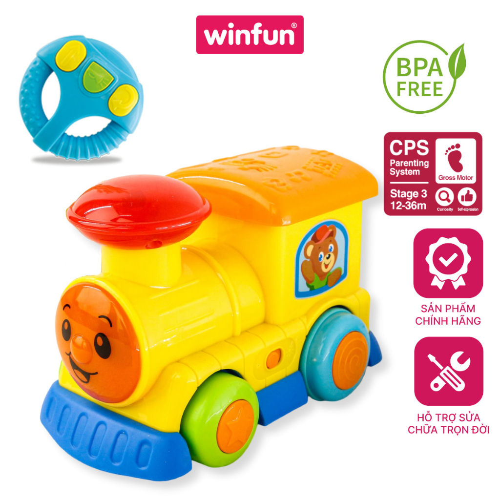 Đồ chơi đầu tàu hỏa điều khiển từ xa có đèn nhạc Winfun 1156 cho bé từ 12m+