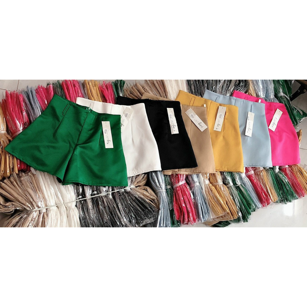 Quần short tapta nữ vải phi bóng chít eo utrrb