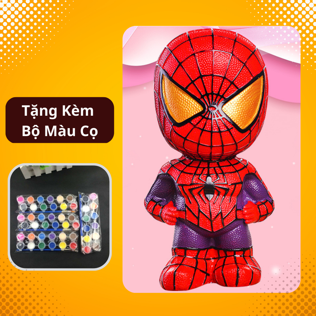 Tượng thạch cao tô màu Spider Man- Tượng tô màu Người Nhện size lớn tặng kèm cọ vẽ và màu vẽ