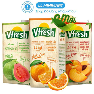 Nước Ép Trái Cây Tươi Vfresh Nho/Ổi/Cam/Táo/Đào Hộp 1L