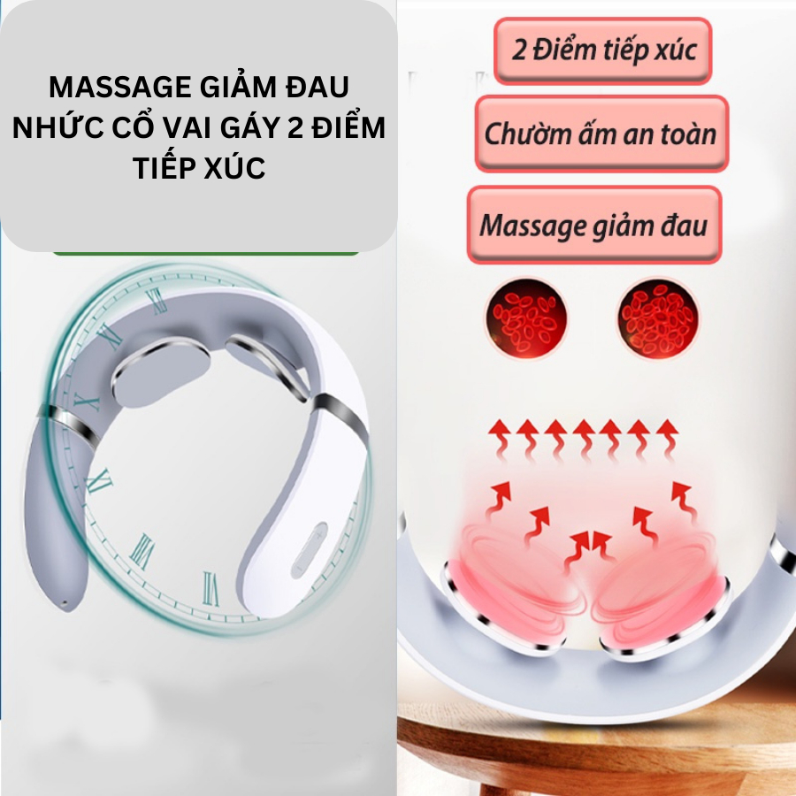 Máy mát xa cổ vai gáy, Máy massage điện xung giúp giảm đau mỏi vai gáy tùy chỉnh 16 cấp độ, Máy massage cổ JT008