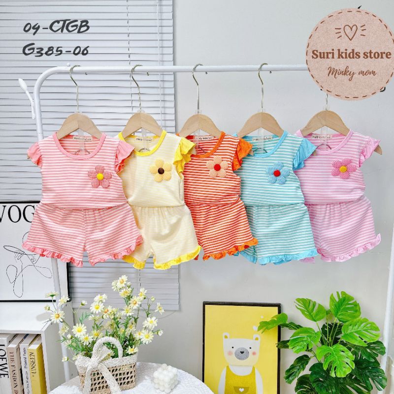 💖 Bộ cánh tiên minky mom (tag mới minly baby) vải thun lạnh sọc dệt siêu xinh mềm mát cho bé gái