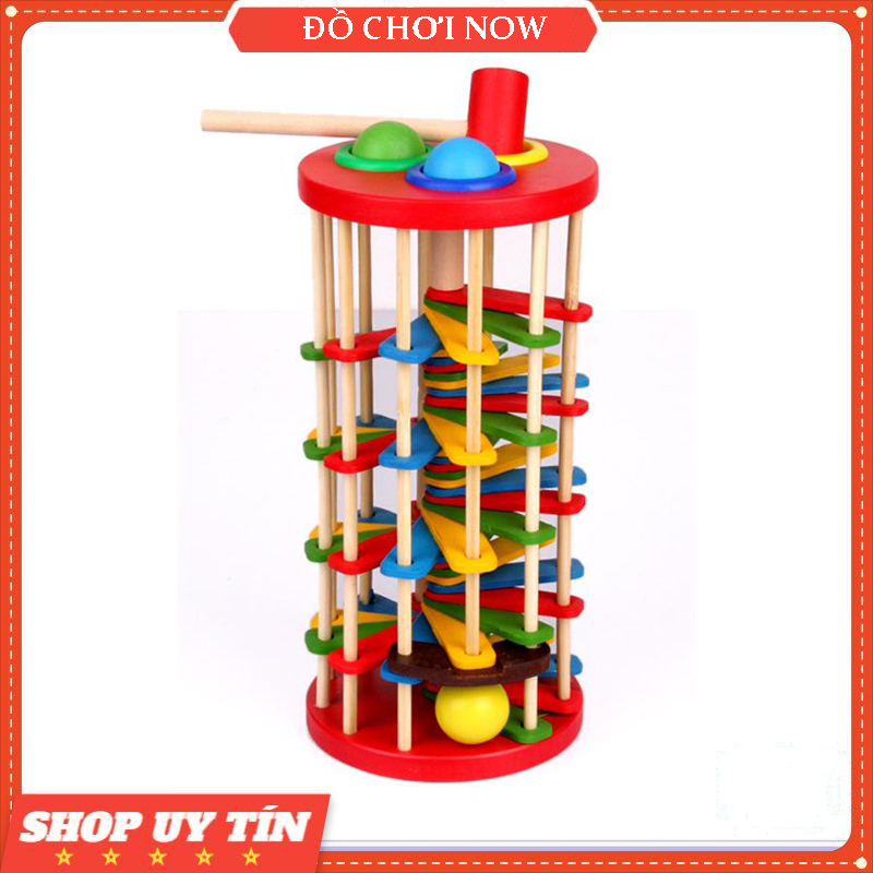 Đồ chơi đập bóng cho bé, Đập bóng gỗ lốc xoáy bằng gỗ