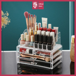 Khay đựng mỹ phẩm 4 tầng IMA Store để đồ trang điểm bằng mica trong suốt nhiều ngăn, có khay đựng son để bàn tiện lợi