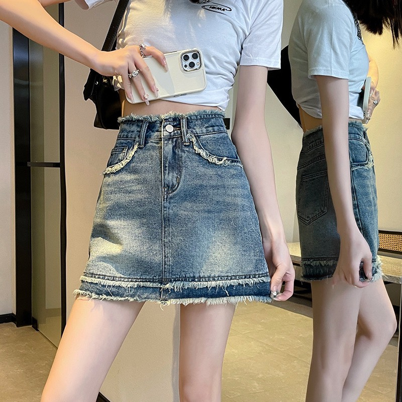 Quần chân váy bò jean chữ a nữ jeans cạp cao phong cách style jeanshop_0603 ms02 | BigBuy360 - bigbuy360.vn