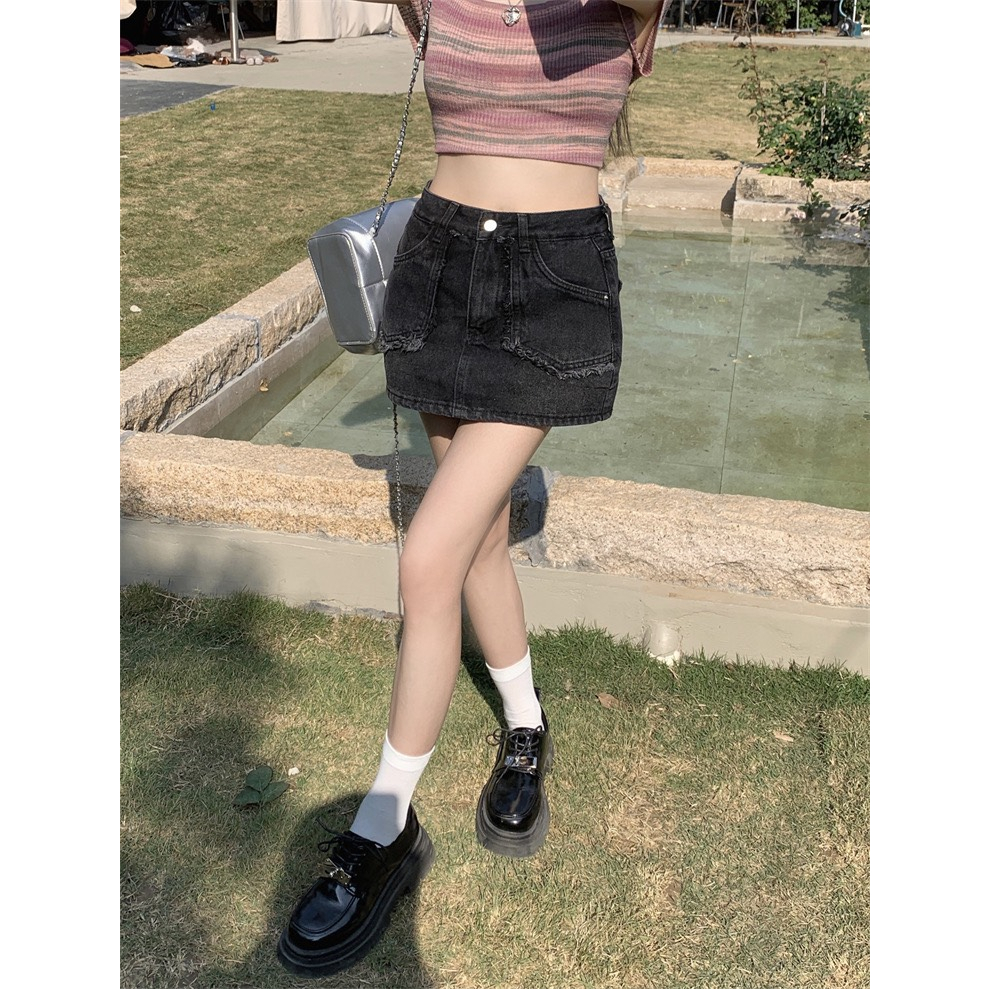 Chân váy jean bò nữ chữ a jeans cạp cao phong cách jeanshop_0603 ms01