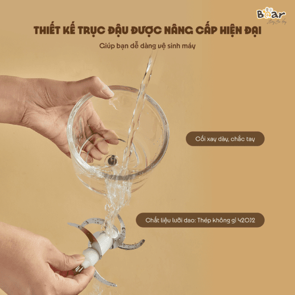 Máy xay ăn dặm 0.6L Bear QSJ D02Q1 cho bé, công suất 200W, đa năng 6 lưỡi dao và cối thủy tinh, BH 18 tháng