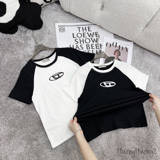 áo thun cộc tay pha màu đen trắng QC