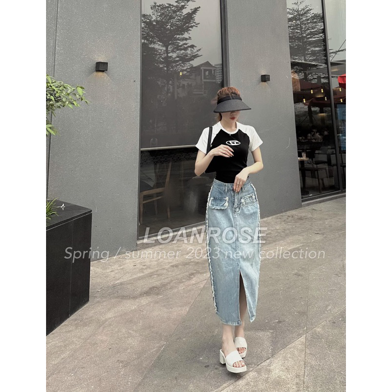 áo thun cộc tay pha màu đen trắng QC