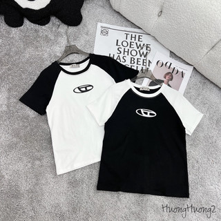 áo thun cộc tay pha màu đen trắng QC