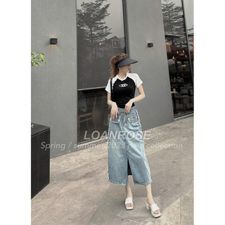 áo thun cộc tay pha màu đen trắng QC
