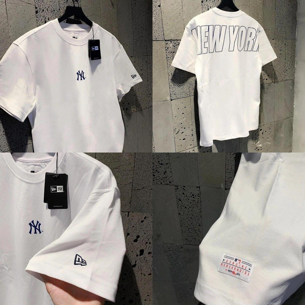 Áo thun nam nữ, Áo thun NEW YORK x Mlb xịn xò, 100% chất cotton chuẩn form i hình 2 màu trắng đen CAO CẤP GEM STORE T07