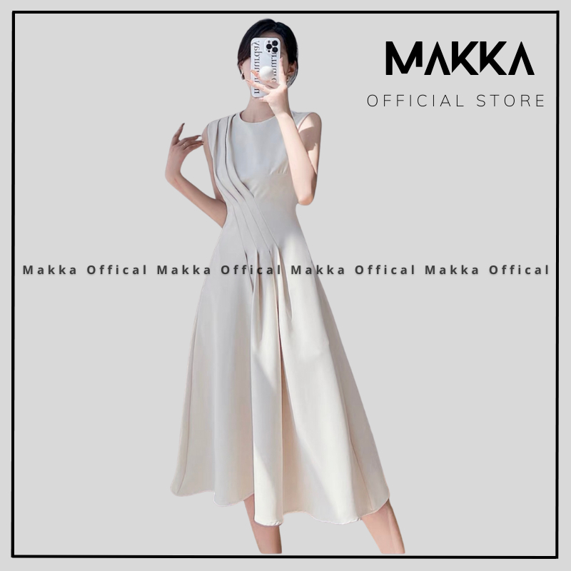 [Mã FATREND2810 giảm đến 30k tối đa 99k] Đầm nữ thiết kế MAKKA đầm maxi xếp li cách điệu 596