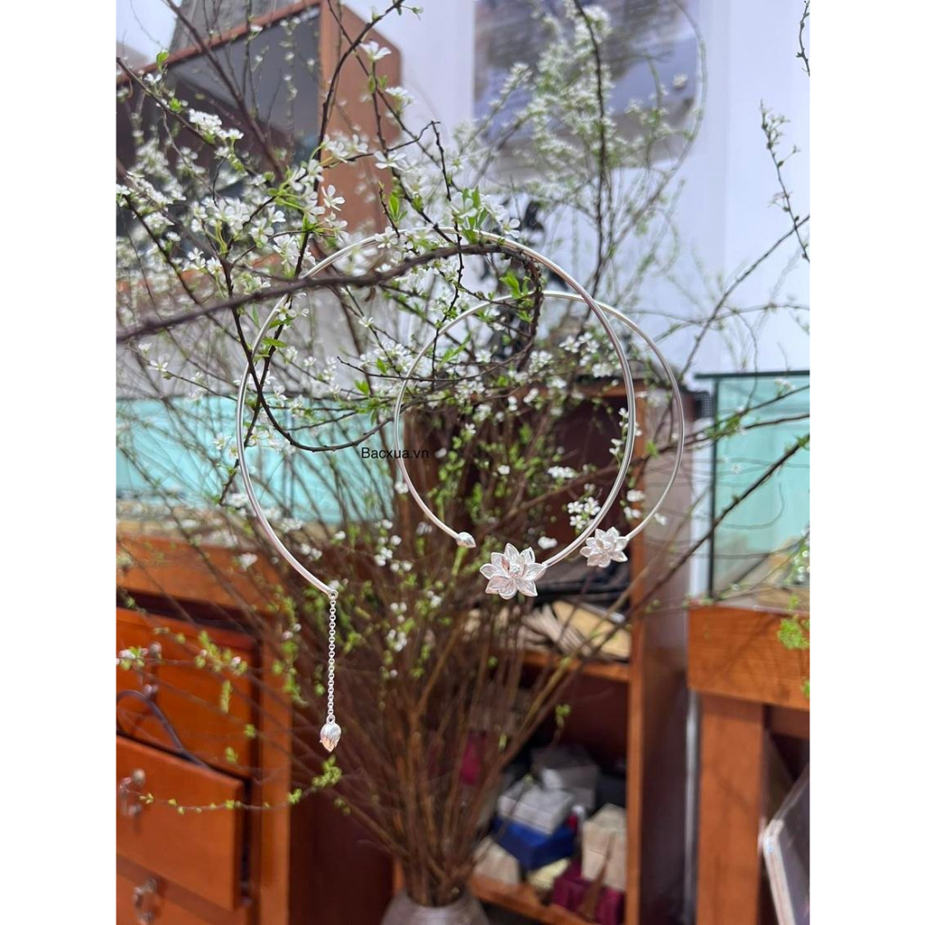 Kiềng SEN 3d / S dây treo bạc nguyên chất 99