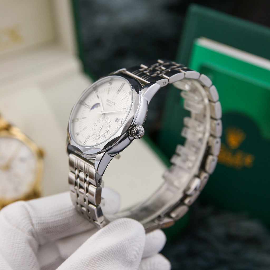 Đồng Hồ Nam Cơ RL Dây Thép Không Gỉ Cao Cấp - Đính Đá Nhân Tạo - Bảo Hành 24 Tháng