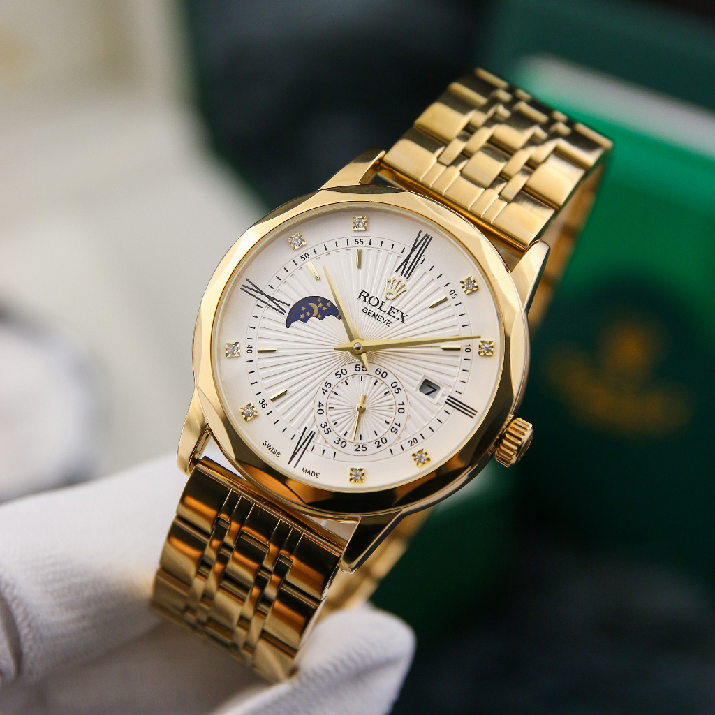 Đồng Hồ Nam Cơ RL Dây Thép Không Gỉ Cao Cấp - Đính Đá Nhân Tạo - Bảo Hành 24 Tháng