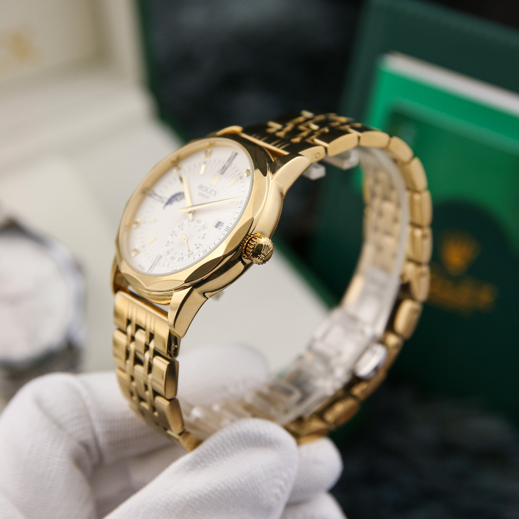 Đồng Hồ Nam Cơ RL Dây Thép Không Gỉ Cao Cấp - Đính Đá Nhân Tạo - Bảo Hành 24 Tháng