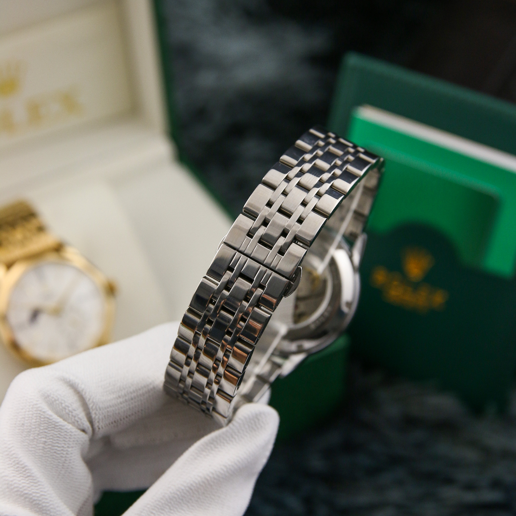 Đồng Hồ Nam Cơ RL Dây Thép Không Gỉ Cao Cấp - Đính Đá Nhân Tạo - Bảo Hành 24 Tháng