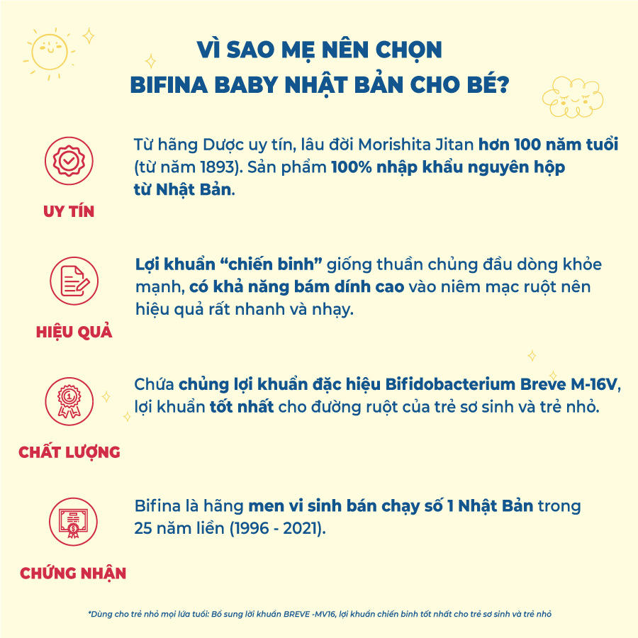 Bifina Baby Nhật Bản - Hộp 30 gói - Phòng ngừa biến chứng cho trẻ sinh non, sinh mổ, dùng sữa công thức