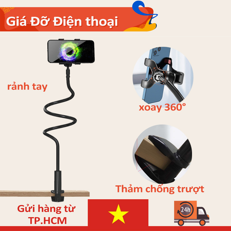 60cm Giá Đỡ Điện thoại Kẹp Đuôi Khỉ cho ĐT Smartphone Kẹp mép bàn hỗ trợ livetream, quay phim, điều chỉnh độ cao