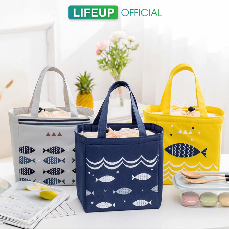 Túi giữ nhiệt LIFEUP đựng hộp cơm có khóa dán đa năng chống thấm nước kiểu Nhật #289