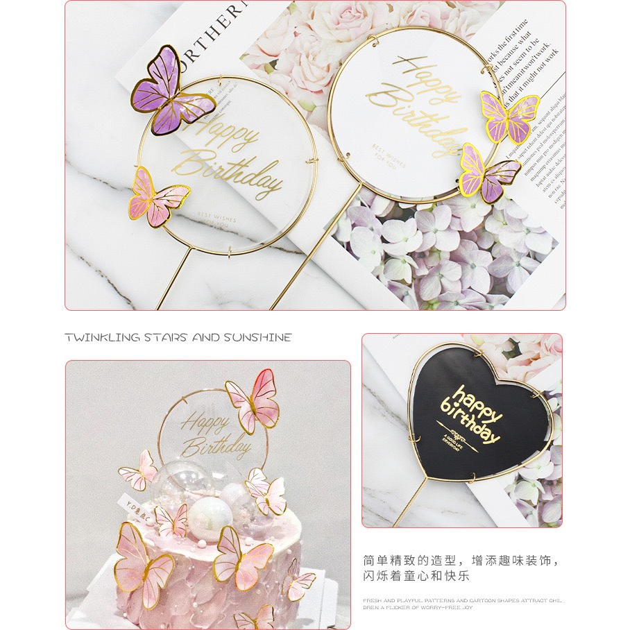Phụ Kiện Trang Trí Bánh kem ,sinh nhật - Que cắm Happy Birthday Hình tròn
