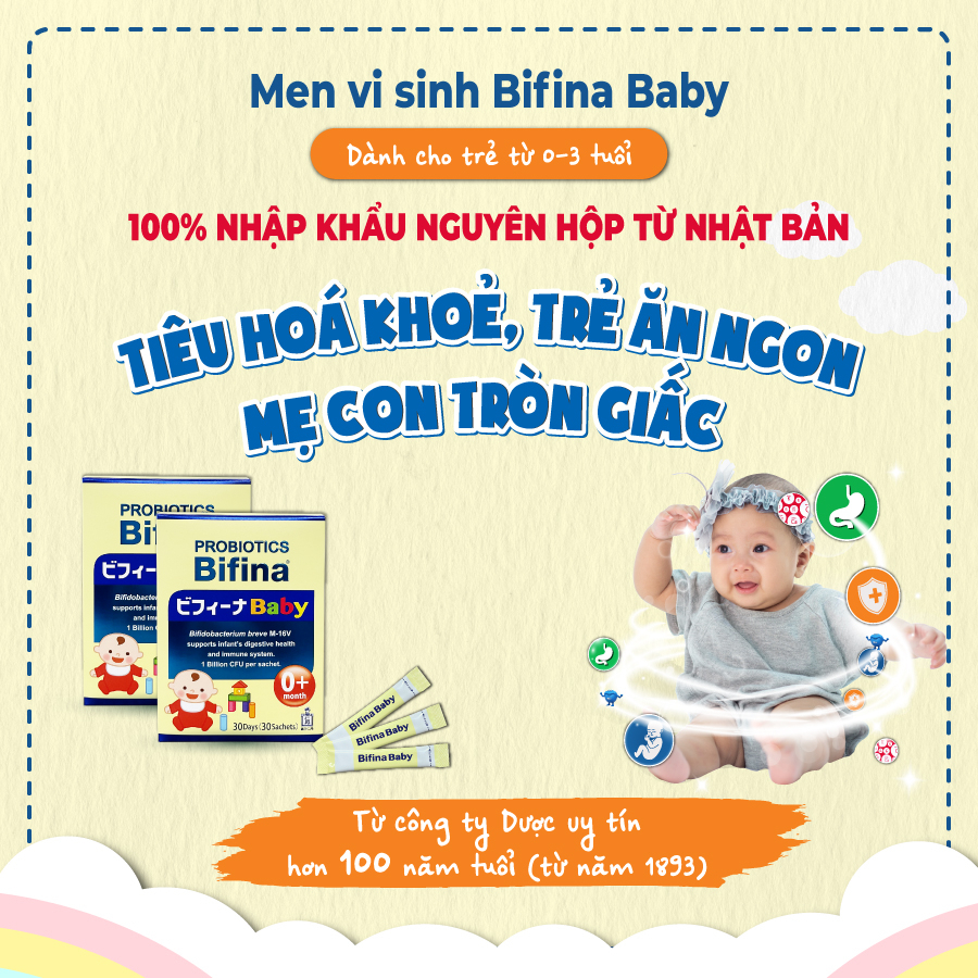 Men vi sinh Bifina Baby Nhật Bản - Lẻ 3 gói (không có hộp)-Lợi khuẩn chiến binh cho trẻ sơ sinh Viêm da cơ địa, chàm sữa