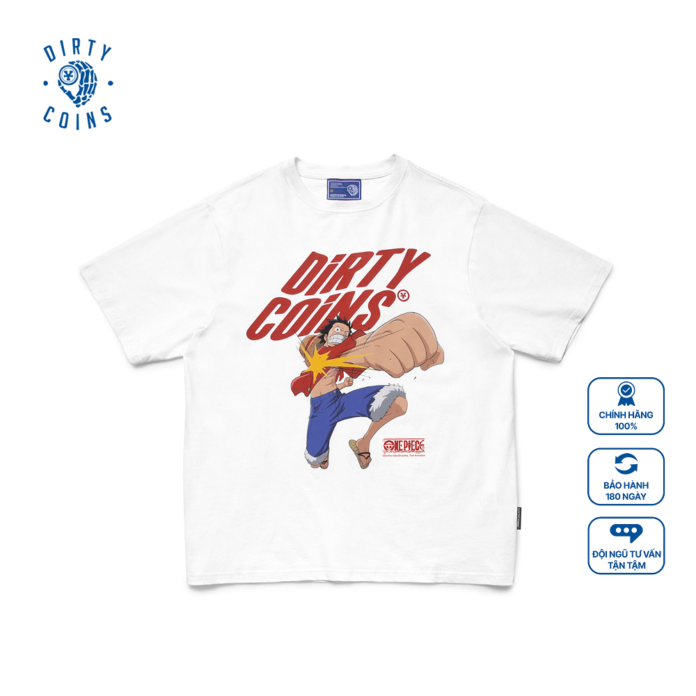 Áo thun DirtyCoins x One Piece Luffy Attack T-shirt - White