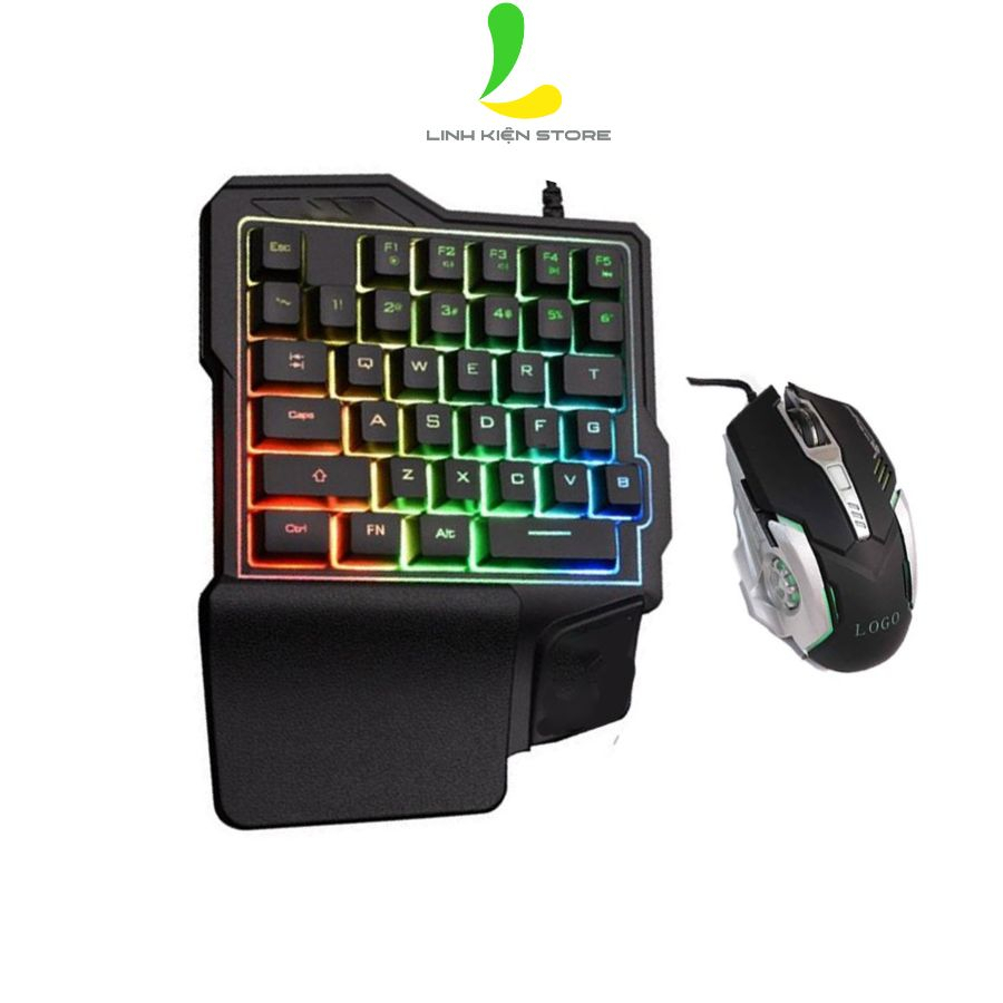 Combo bàn phím chuột một tay LIMEDIE GK103/ G7 gaming -  Phụ kiện chơi game có hệ thống đèn led, phím giả cơ xịn xò