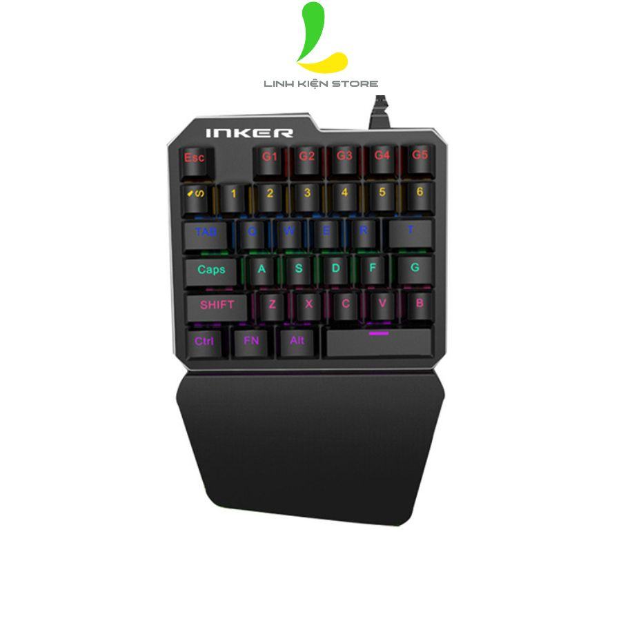 Bàn phím cơ một tay Inker K9 - Keyboard hệ thống đèn LED RGB 6 chế độ, phím nút hoàn thiện độ nảy cao