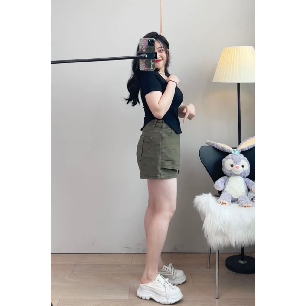 Quần Váy Xanh Rêu hack dáng Cực Xinh- BIGSIZE NỮ từ 50KG đến 80KG - LAGI BIGSIZE