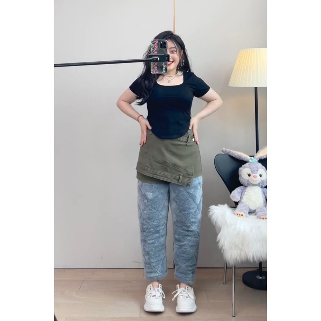 Quần Váy Xanh Rêu hack dáng Cực Xinh- BIGSIZE NỮ từ 50KG đến 80KG - LAGI BIGSIZE