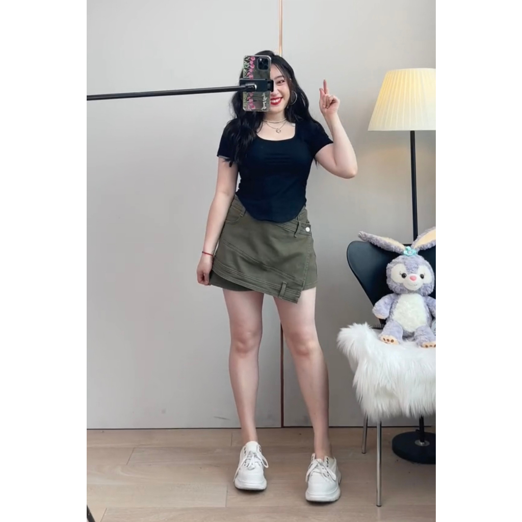 Quần Váy Xanh Rêu hack dáng Cực Xinh- BIGSIZE NỮ từ 50KG đến 80KG - LAGI BIGSIZE