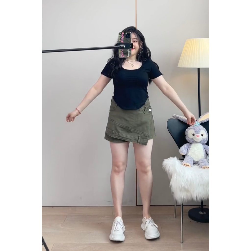 Quần Váy Xanh Rêu hack dáng Cực Xinh- BIGSIZE NỮ từ 50KG đến 80KG - LAGI BIGSIZE