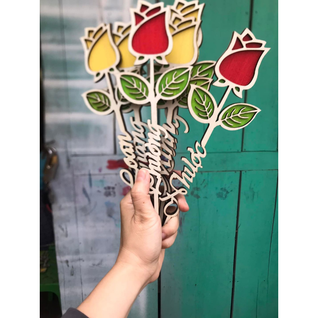 Hoa tặng 20.11 - Hoa Gỗ Khắc Tên Riêng - Quà Tặng Handmade độc đáo ý nghĩa
