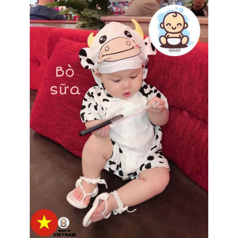 Bộ body hình thú đáng yêu cho bé từ 4-15kg chất cotton mềm mịn co dãn thấm hút mồ hôi rất tốt