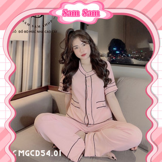 Đồ bộ pijama lụa, đồ bộ mặc nhà mềm mịn áo tay cộc quần dài size 40-62kg - Sam Sam Shop