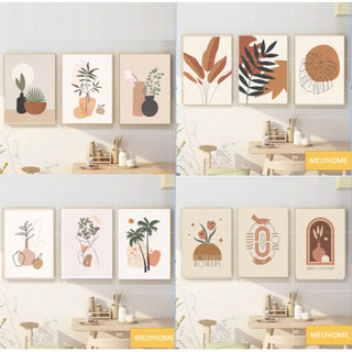 CAO CẤP 12 mẫu Bộ 3 tranh treo tường Canvas Tối giản Boho Minimalism Wabi Sabi trang trí studio cam trắng trừu tượng