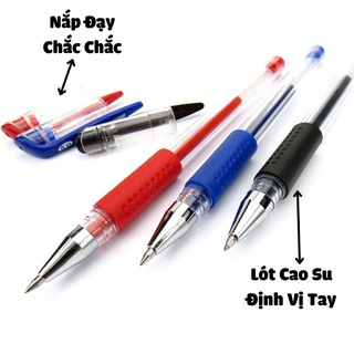 Bút bi nước đen / xanh / đỏ -  bút bi nước ngòi 0.5mm - set 10 cái - bút mực gel giá rẻ - HIKOMA STORE