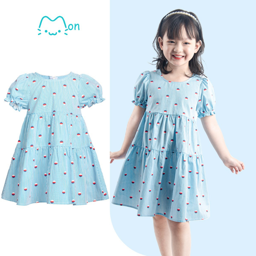 Váy cho bé gái dễ thương màu xanh phù hợp mùa hè cho bé từ 2 đến 6 tuổi V2TG23S013