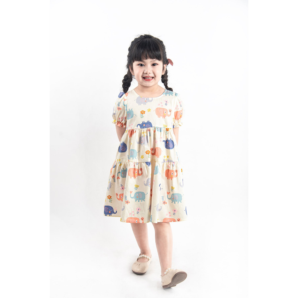 Váy cho bé gái dễ thương màu xanh phù hợp mùa hè cho bé từ 2 đến 6 tuổi V2TG23S013