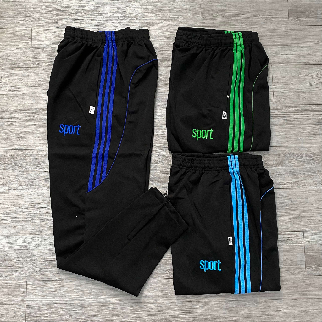 Quần dài thun Poly sọc viền dây kéo chân