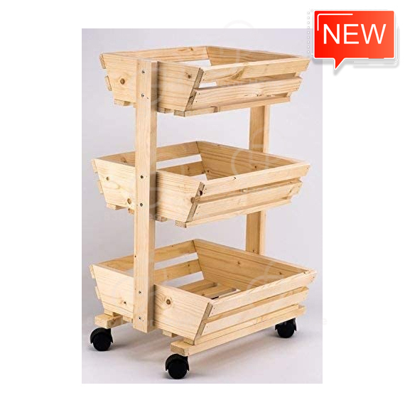 Kệ gỗ 3 tầng đựng thực phẩm, đồ dùng nhà bếp, đựng quần áo giặt
