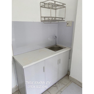 Tủ bếp 1m23x80 có bồn vòi bộ xả mặt bếp dán gạch men có dán viền che viền gạch(Freeship HCM,có lắp đặt)